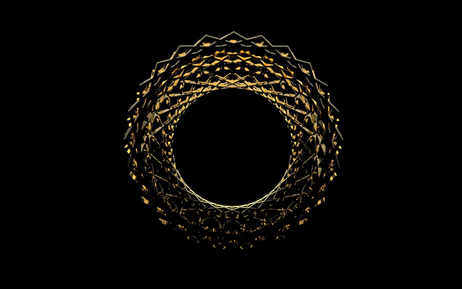 A gold ring of light on black